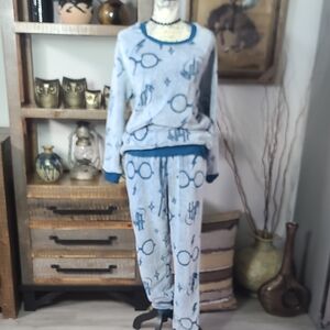 Harry Potter Blue Pajama Set with Glasses & Stars Print